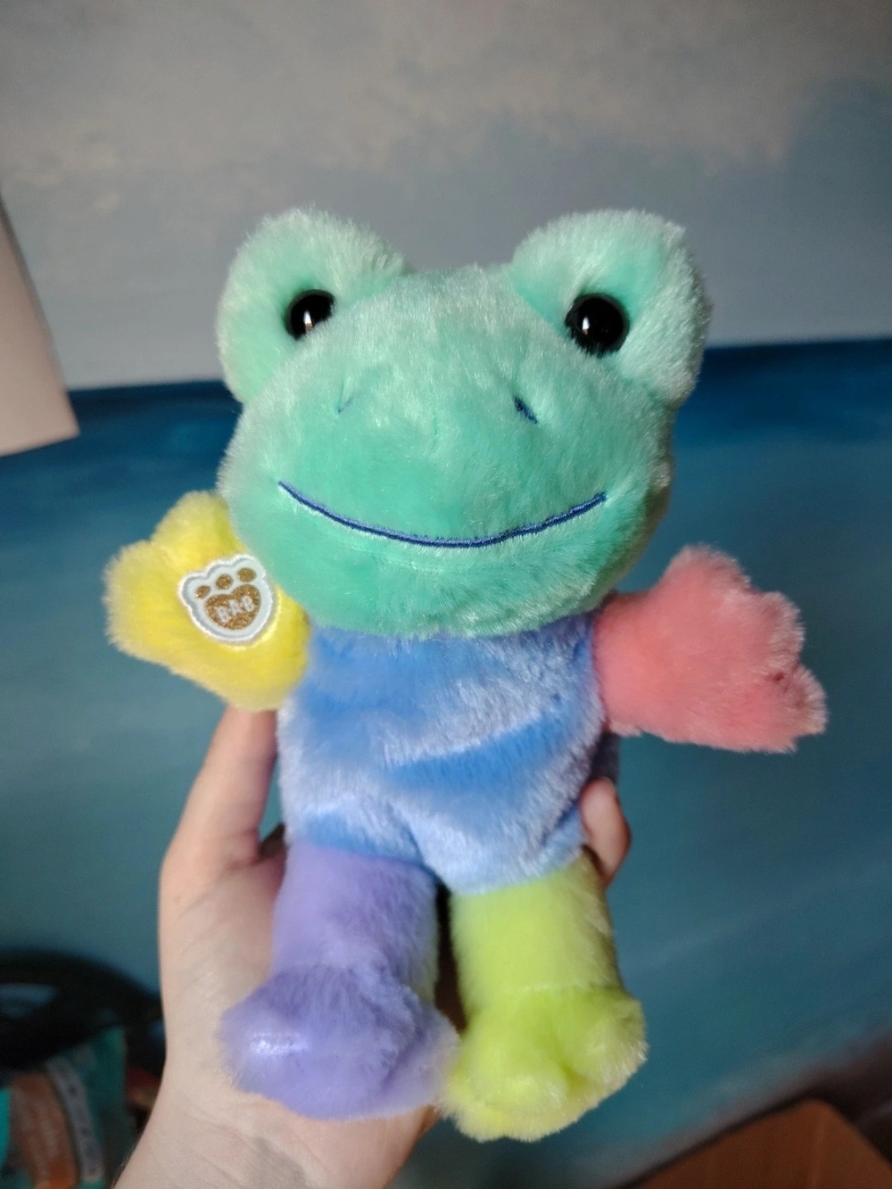 Build-A-Bear Mini Beans Hoppy Color Frog Plush 7in Pastel Rainbow